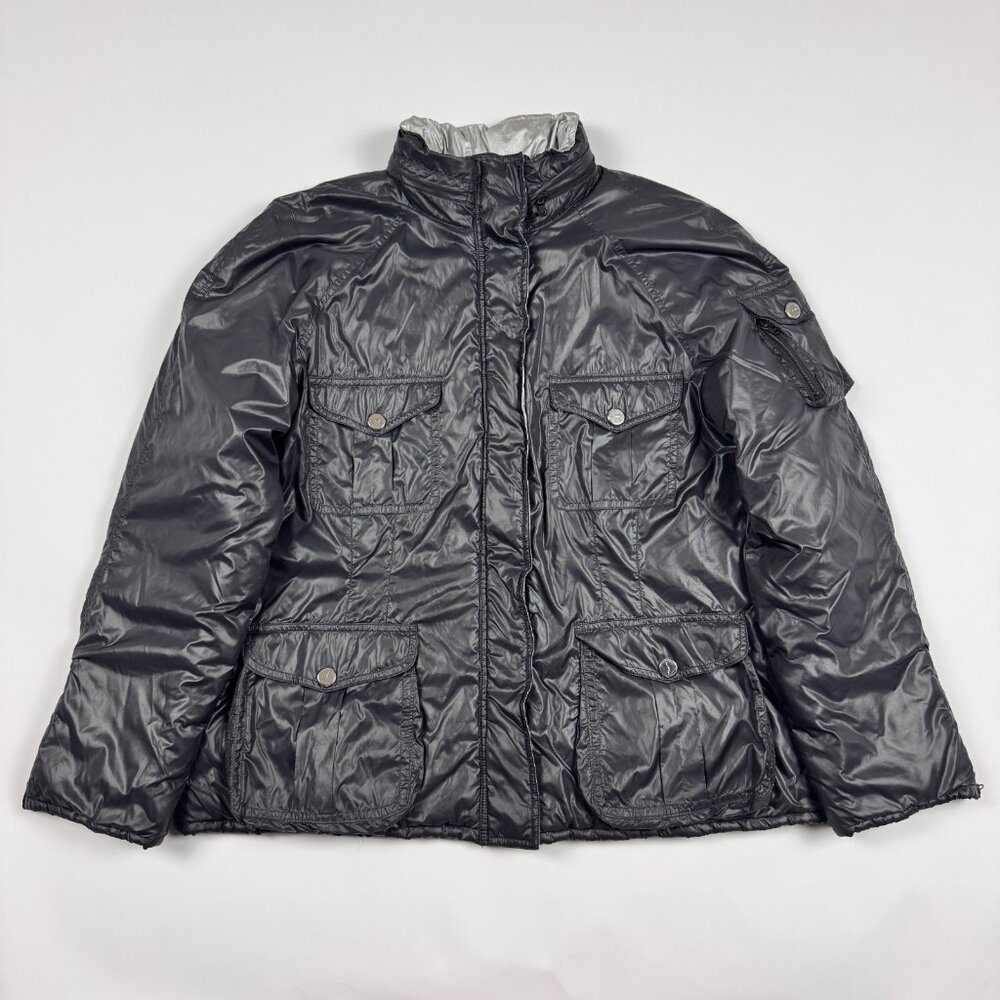 Lauren Active Ralph Lauren Womens XL Black Quilted Puffer Jacket Silver Lined